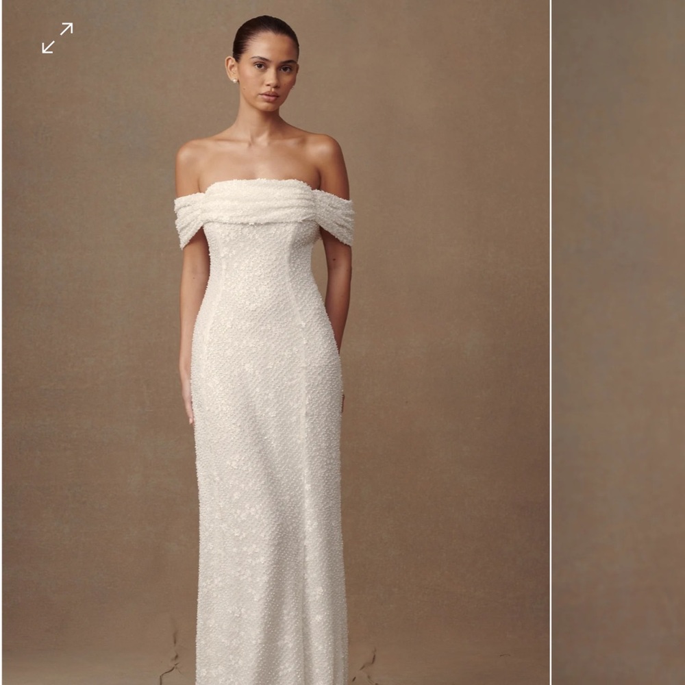 PRIYANKA Daisy Beaded Off Shoulder Wedding Gown - White